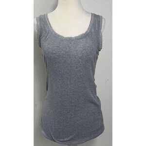 Vtg Faded Glory Ribbed Lace Trim Y2K Tank Top Small Gray Fitted Bella Swan